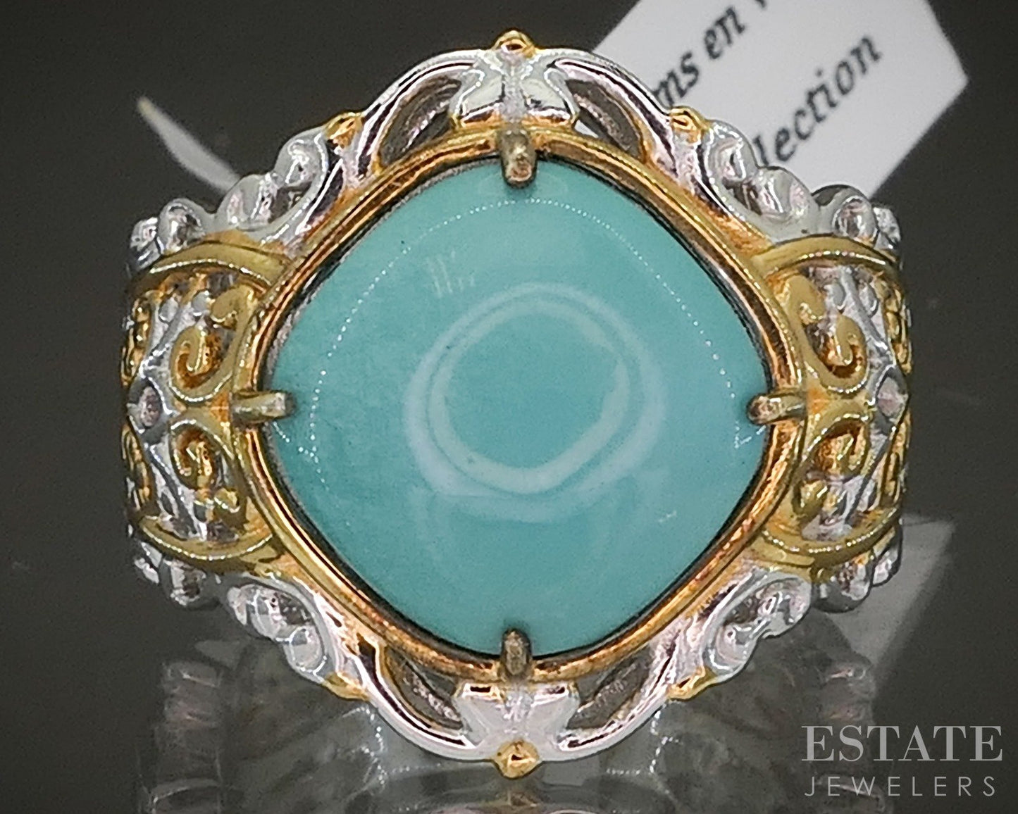 18K/Sterling Michael Valitutti Sleeping Beauty Turquoise Ladies Ring 8.2g p25335