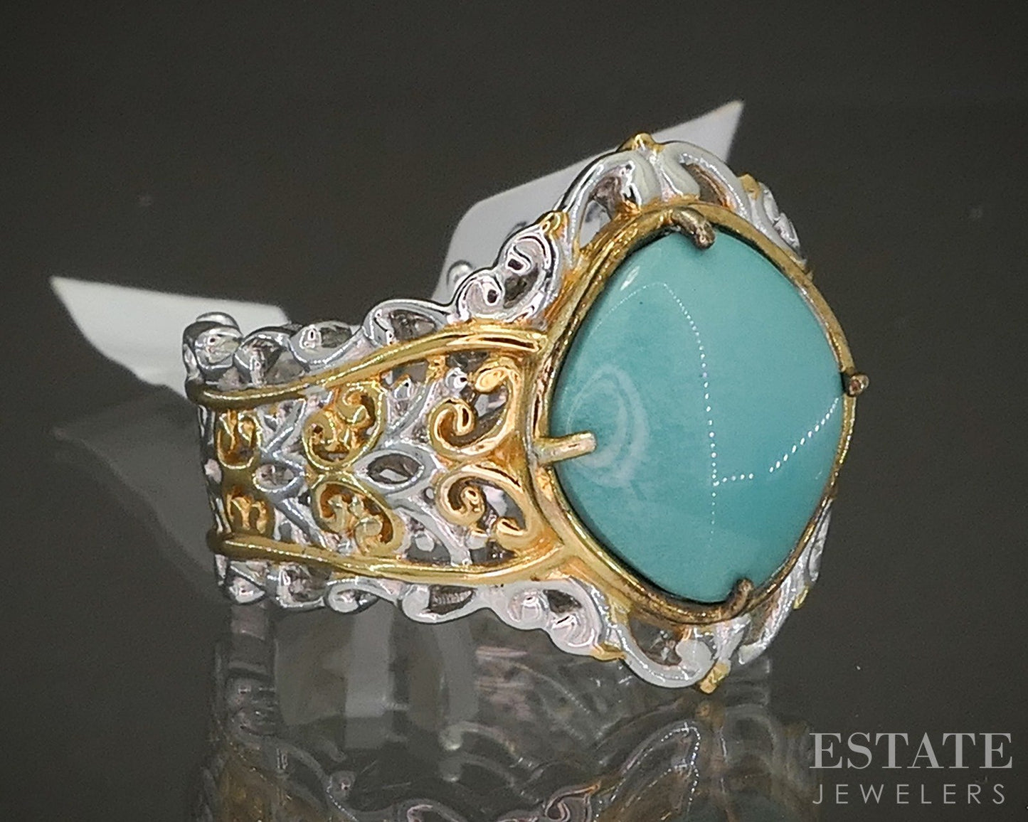 18K/Sterling Michael Valitutti Sleeping Beauty Turquoise Ladies Ring 8.2g p25335