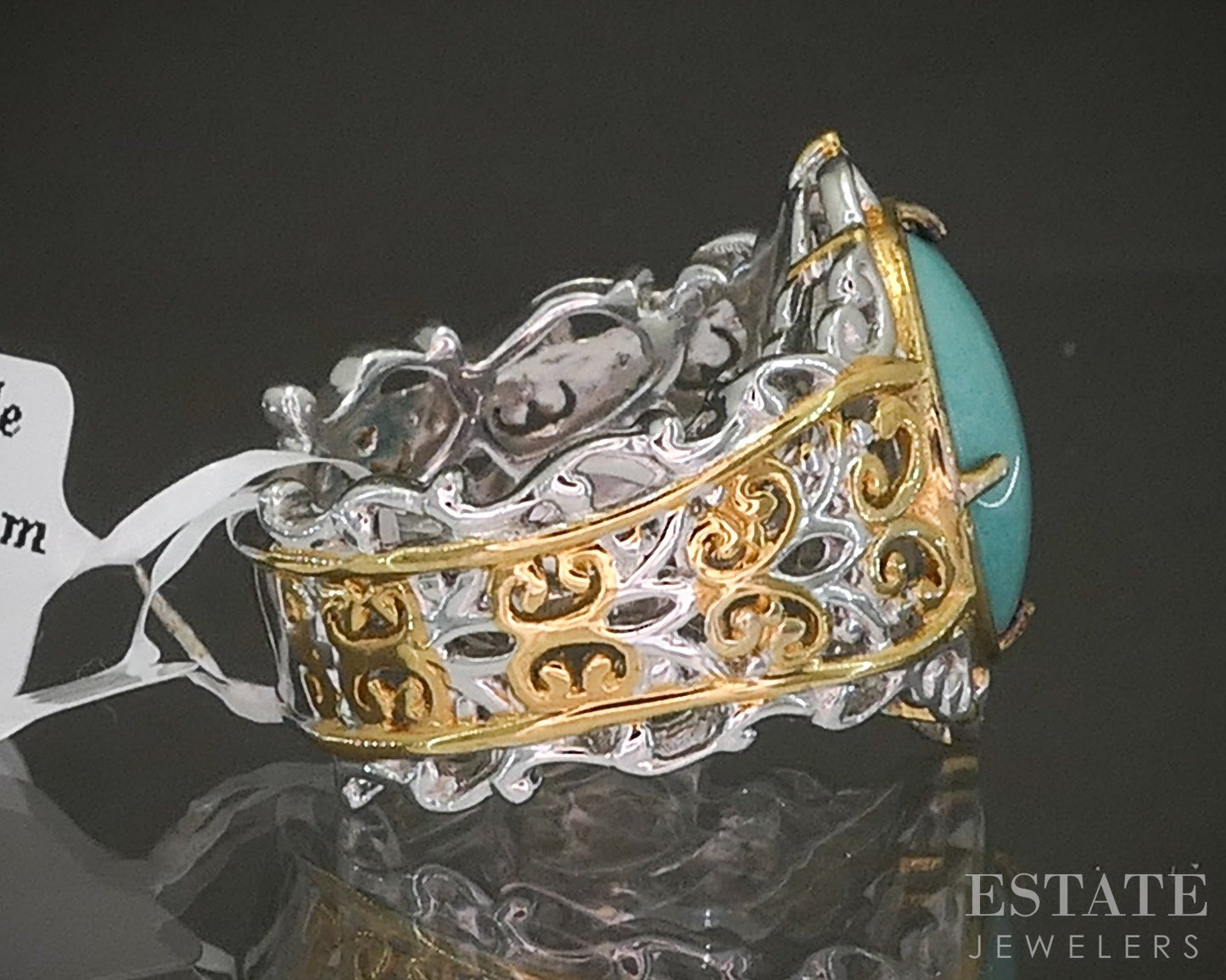 18K/Sterling Michael Valitutti Sleeping Beauty Turquoise Ladies Ring 8.2g p25335