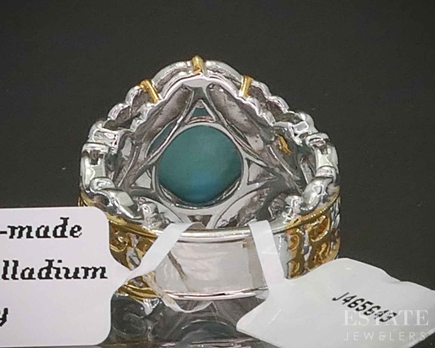 18K/Sterling Michael Valitutti Sleeping Beauty Turquoise Ladies Ring 8.2g p25335