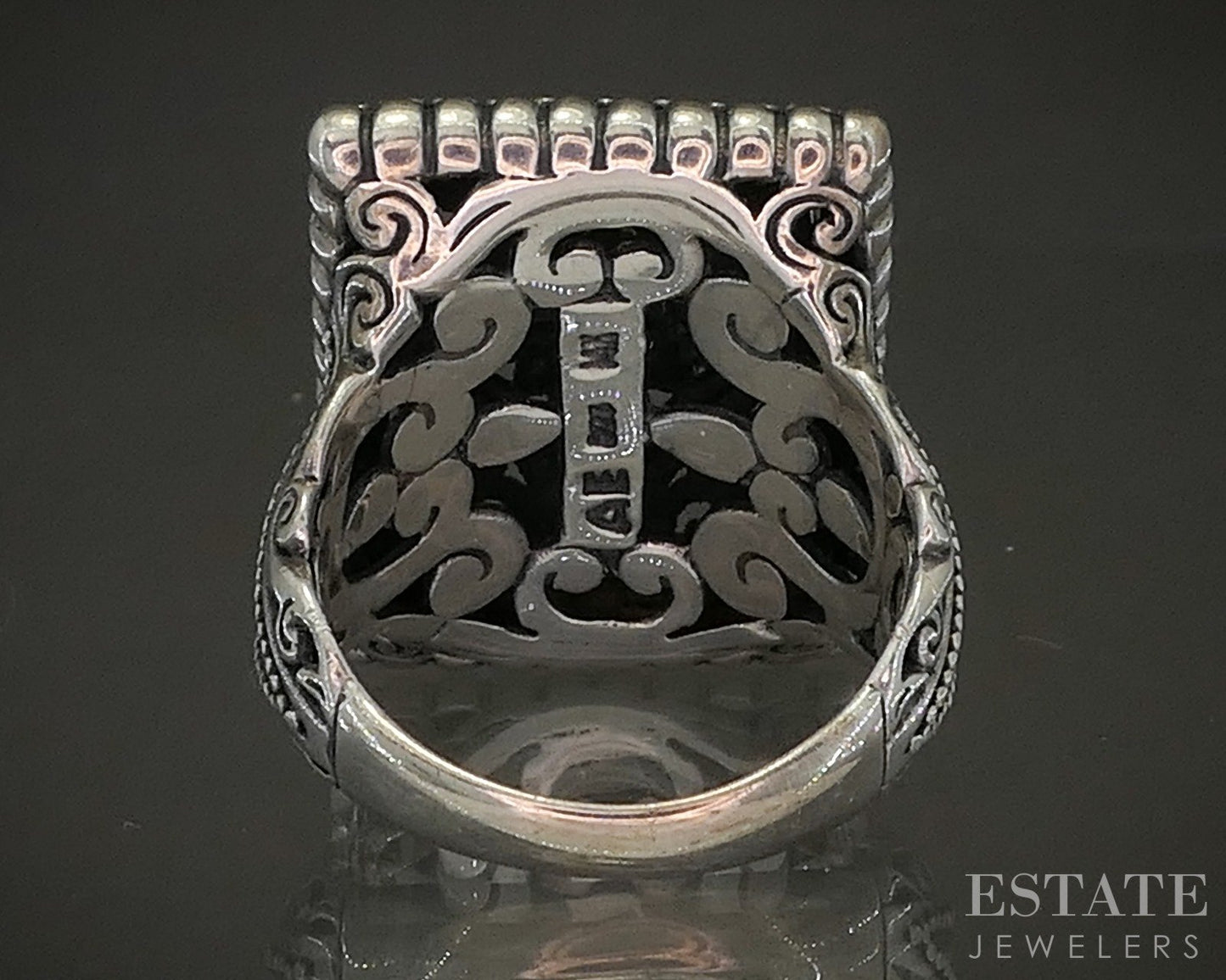 14k & Sterling Arts Elegance Filigree Ladies Shield Ring 9.2g p25337
