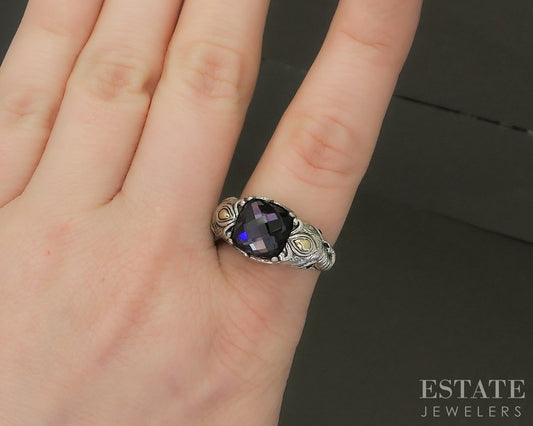 14k & Sterling JAI John Hardy Amethyst Citrine Elephant Ring 8.9g p25344