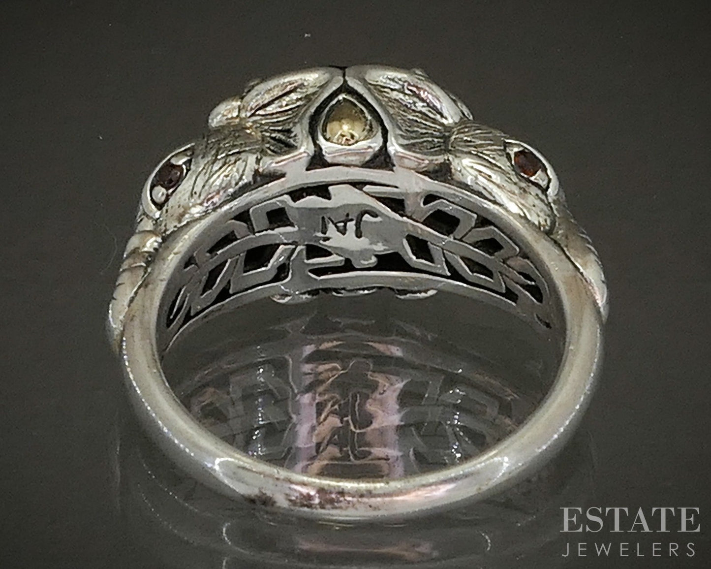 14k & Sterling JAI John Hardy Amethyst Citrine Elephant Ring 8.9g p25344