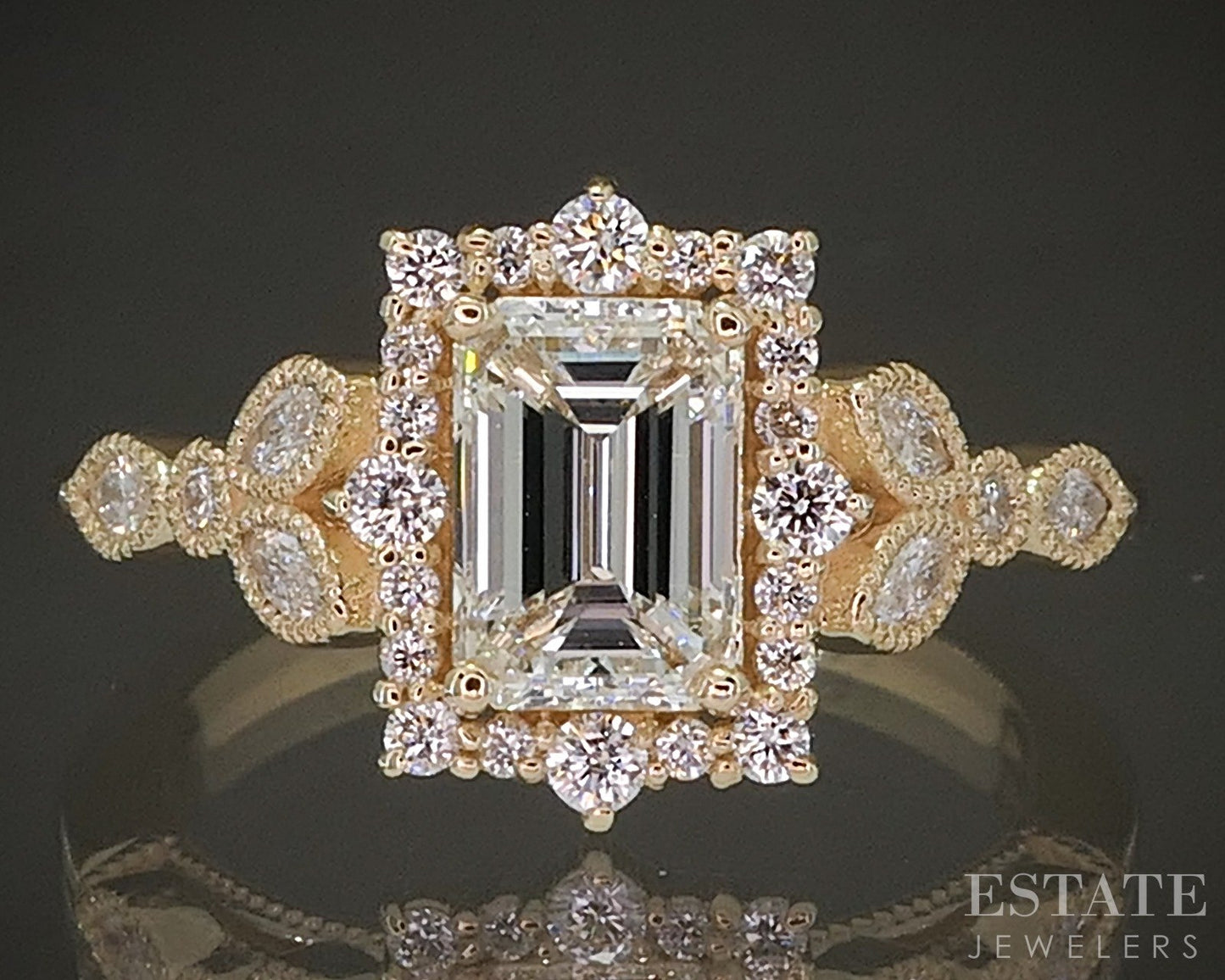 Estate Jewelers "Gillian" 14k Yellow Gold 1.38ctw Diamond Engagement Ring p25294