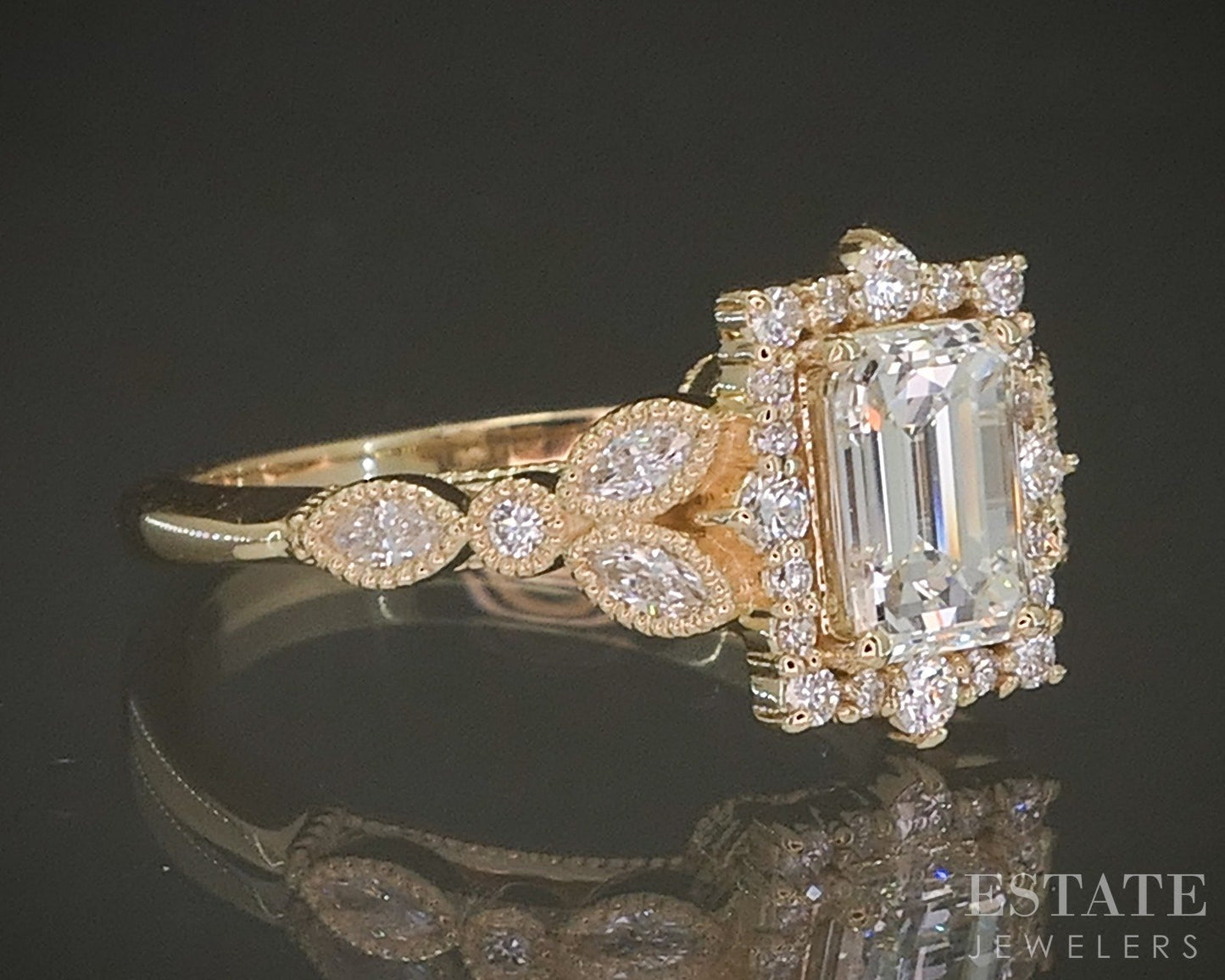 Estate Jewelers "Gillian" 14k Yellow Gold 1.38ctw Diamond Engagement Ring p25294