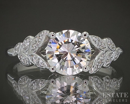 Estate Jewelers "Claire" 14k White Gold 1.01ct Diamond Engagement Ring p25292