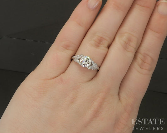 Estate Jewelers "Claire" 14k White Gold 1.01ct Diamond Engagement Ring p25292