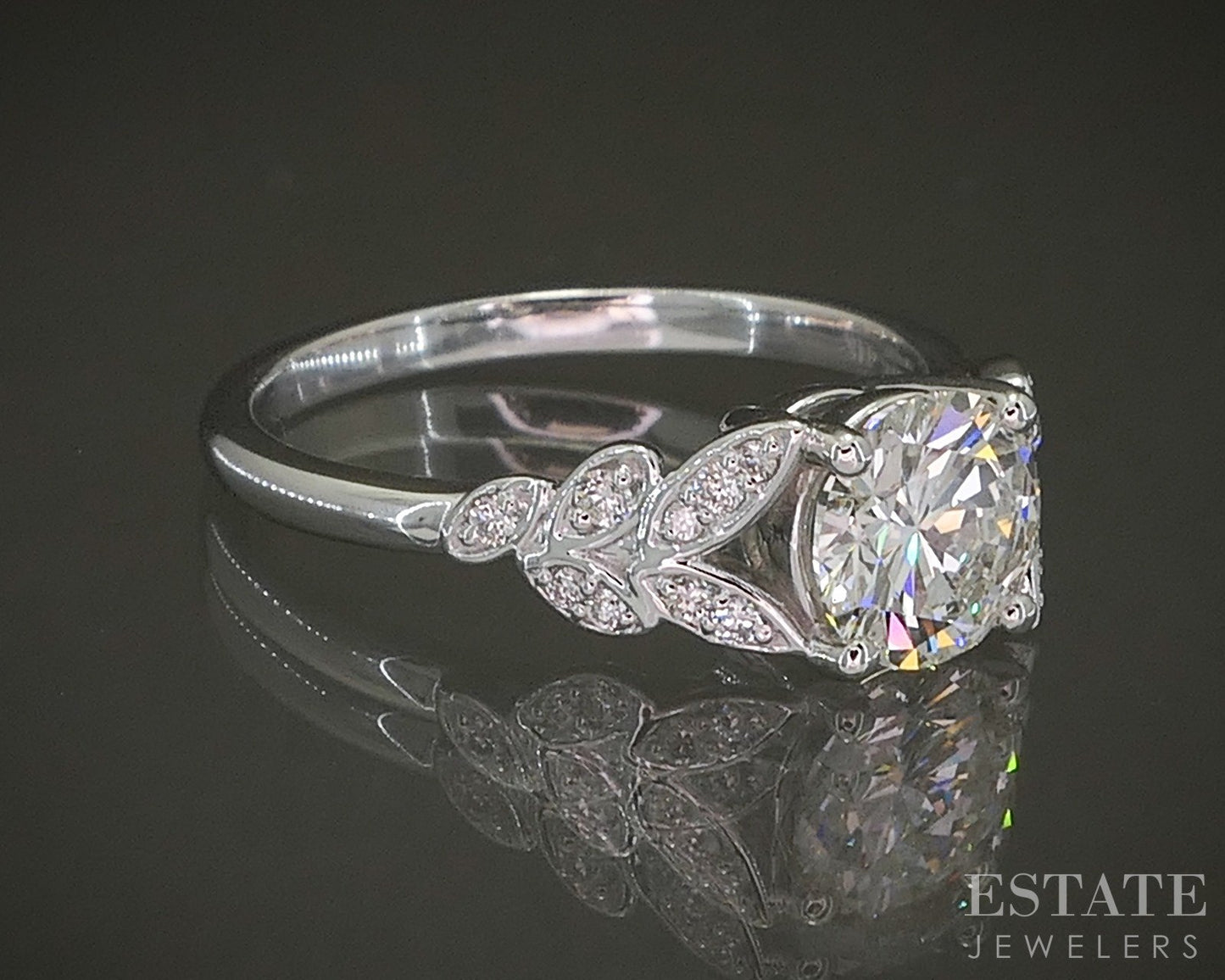 Estate Jewelers "Claire" 14k White Gold 1.01ct Diamond Engagement Ring p25292