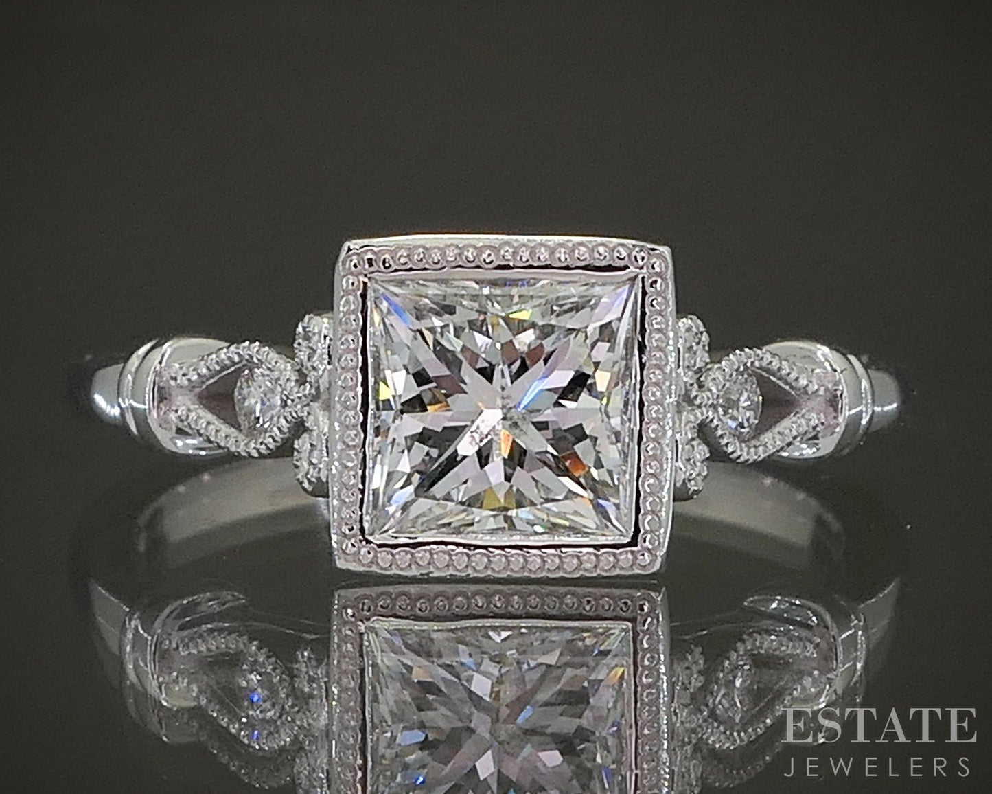 Estate Jewelers "Allie" 14k White Gold PC 1.04ct Diamond Engagement Ring p25293