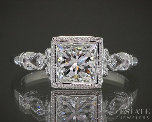 Estate Jewelers "Allie" 14k White Gold PC 1.04ct Diamond Engagement Ring p25293