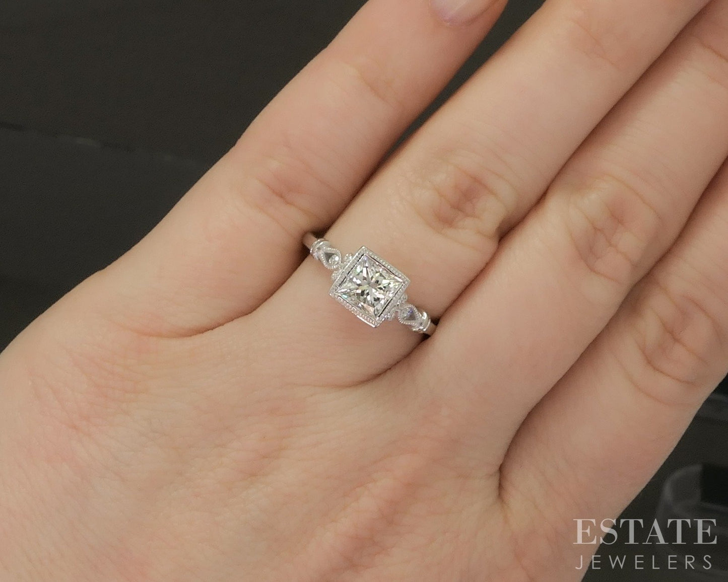 Estate Jewelers "Allie" 14k White Gold PC 1.04ct Diamond Engagement Ring p25293