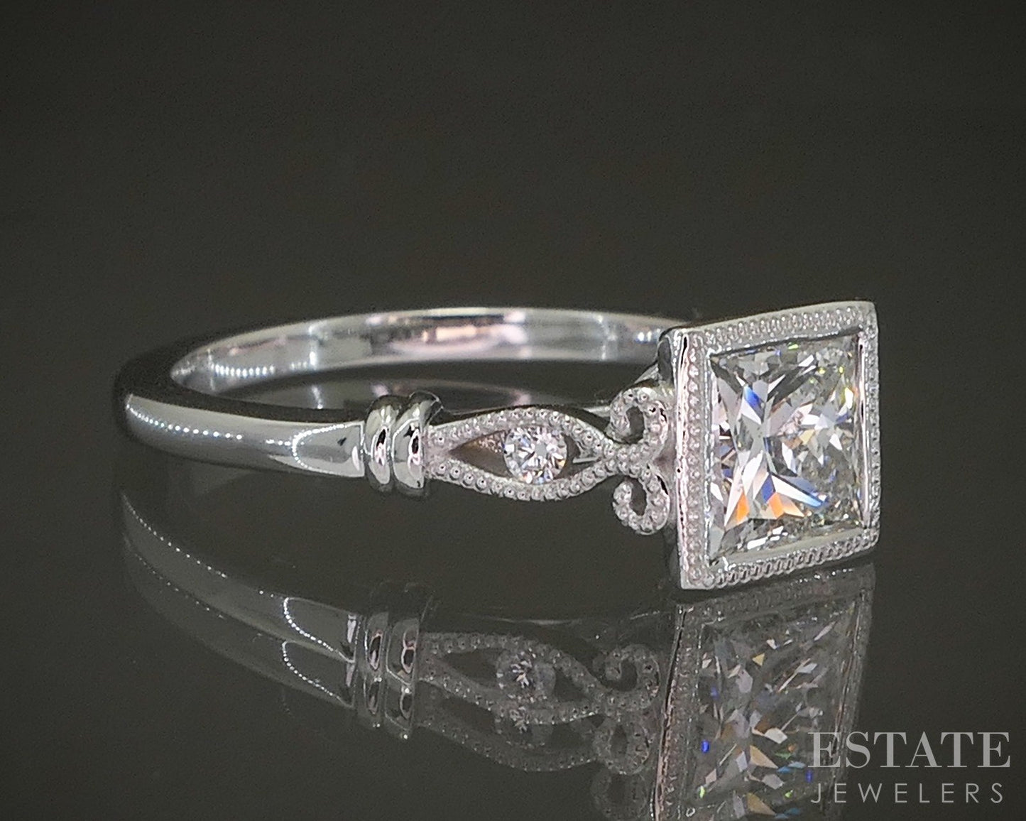 Estate Jewelers "Allie" 14k White Gold PC 1.04ct Diamond Engagement Ring p25293