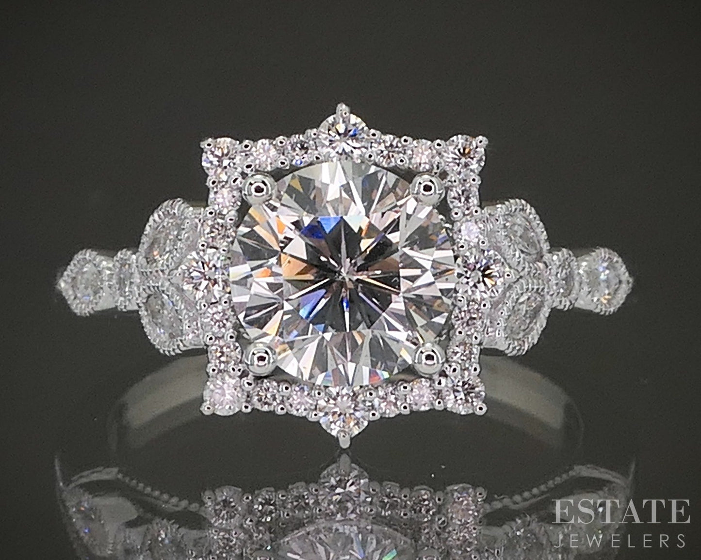 Estate Jewelers "Gillian" 14k White Gold 1.86ctw Diamond Engagement Ring p25297