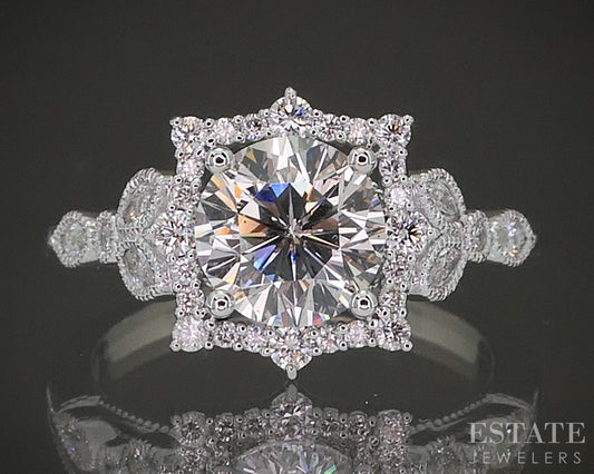 Estate Jewelers "Gillian" 14k White Gold 1.86ctw Diamond Engagement Ring p25297