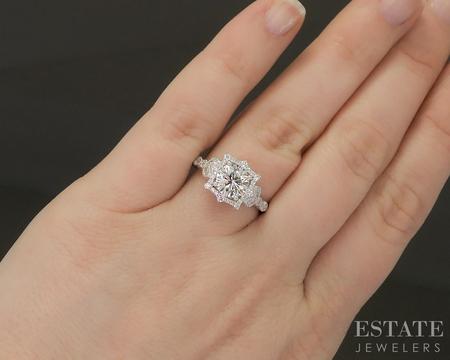 Estate Jewelers "Gillian" 14k White Gold 1.86ctw Diamond Engagement Ring p25297