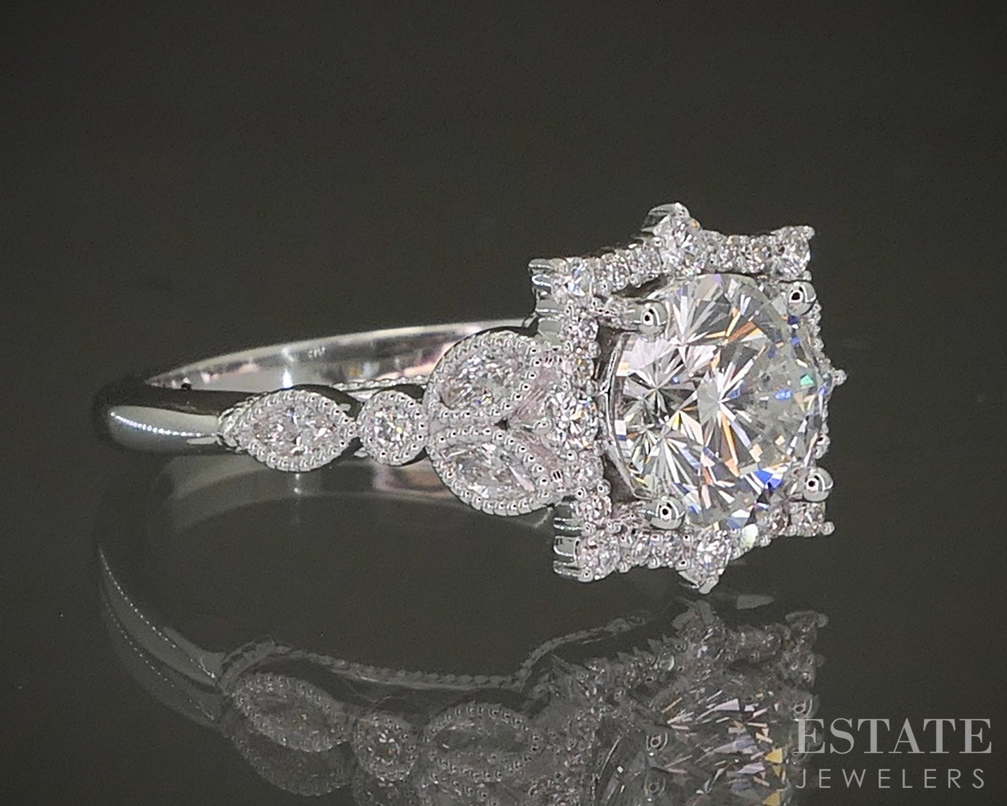 Estate Jewelers "Gillian" 14k White Gold 1.86ctw Diamond Engagement Ring p25297