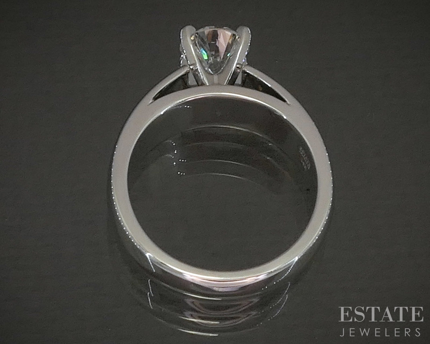 14k White Gold Round Natural 1.12ct Diamond Solitaire Engagement Ring 8g p25300