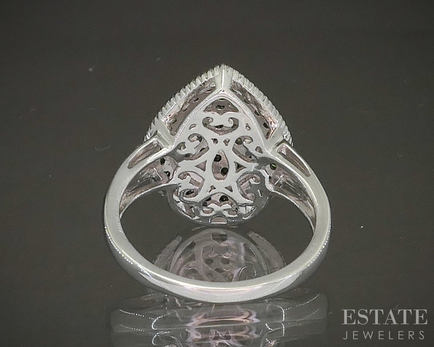 Sterling Silver Natural .50ctw Green Diamond Ladies Cluster Ring 4.9g p25470
