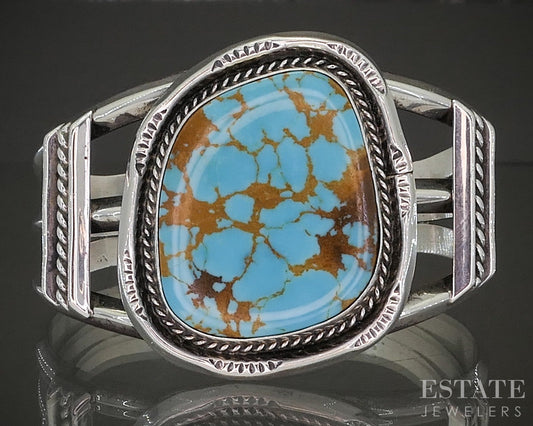 Vintage Sterling Wilson Padilla Turquoise Navajo Cuff Bracelet 55g p22608