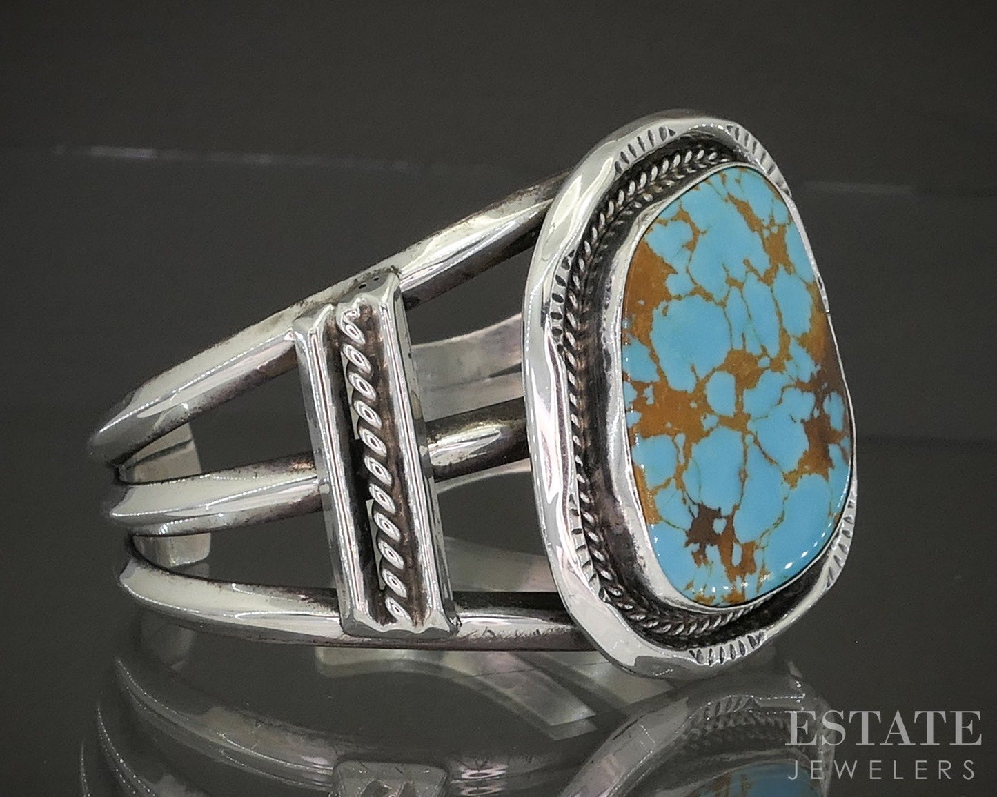 Vintage Sterling Wilson Padilla Turquoise Navajo Cuff Bracelet 55g p22608