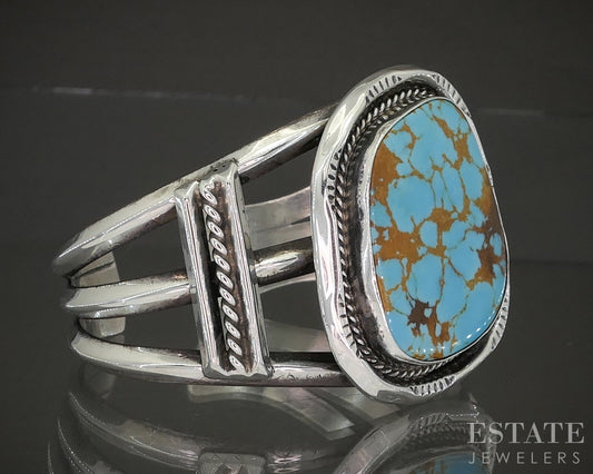 Vintage Sterling Wilson Padilla Turquoise Navajo Cuff Bracelet 55g p22608