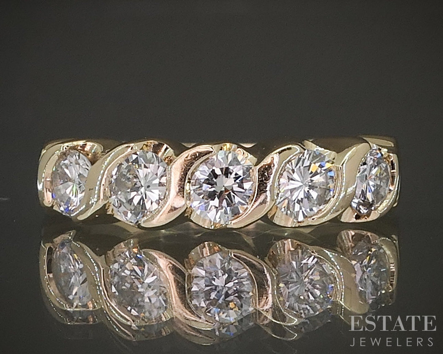 14k Yellow Gold Round Natural 1ctw Diamond S-Link Ladies Band Ring 5.7g p21831