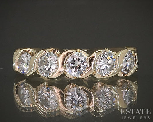 14k Yellow Gold Round Natural 1ctw Diamond S-Link Ladies Band Ring 5.7g p21831