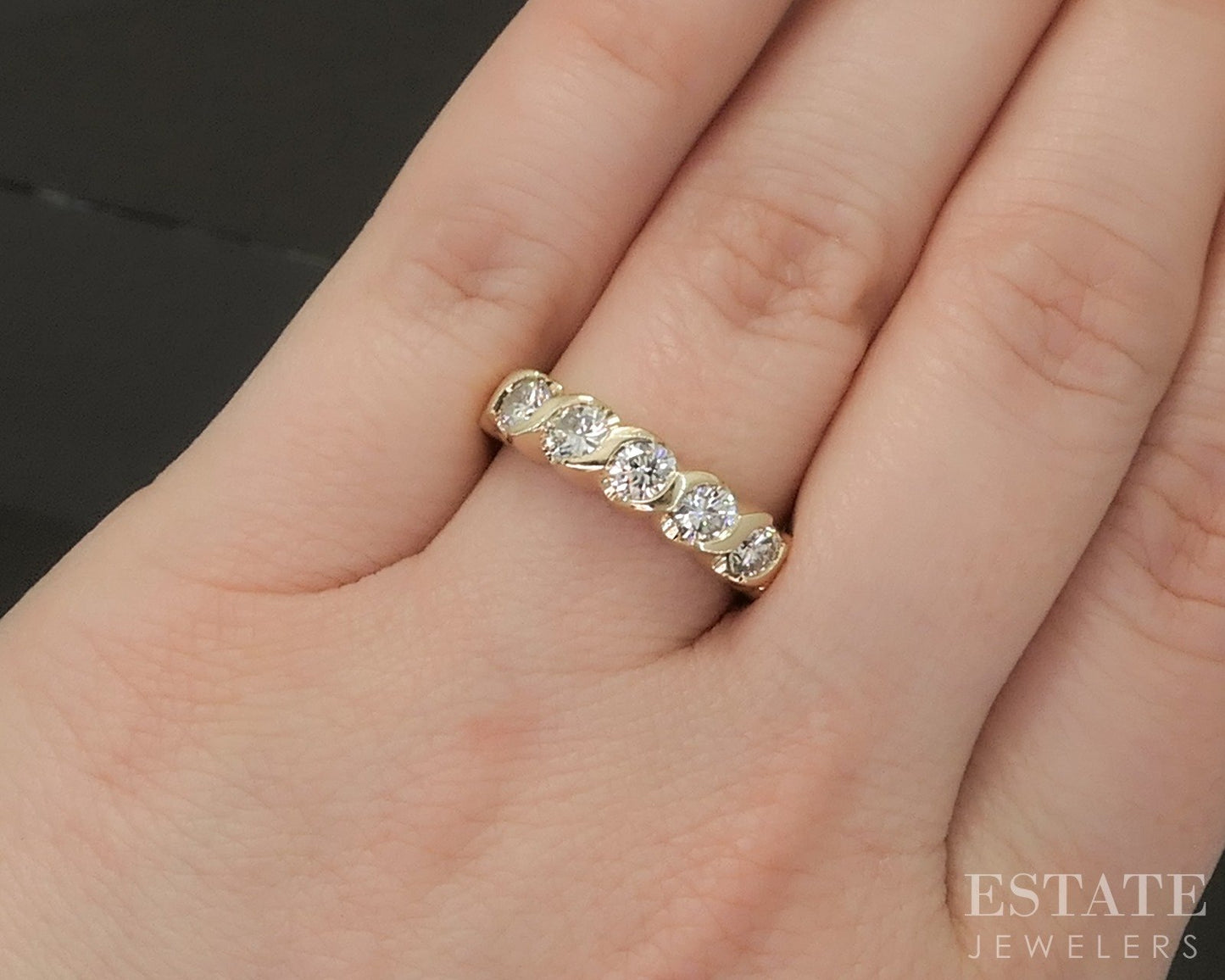 14k Yellow Gold Round Natural 1ctw Diamond S-Link Ladies Band Ring 5.7g p21831