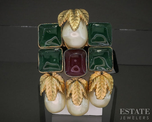 Vintage Chanel Paris Maison Gripoix Colored Glass Pearl Pin Brooch p21182