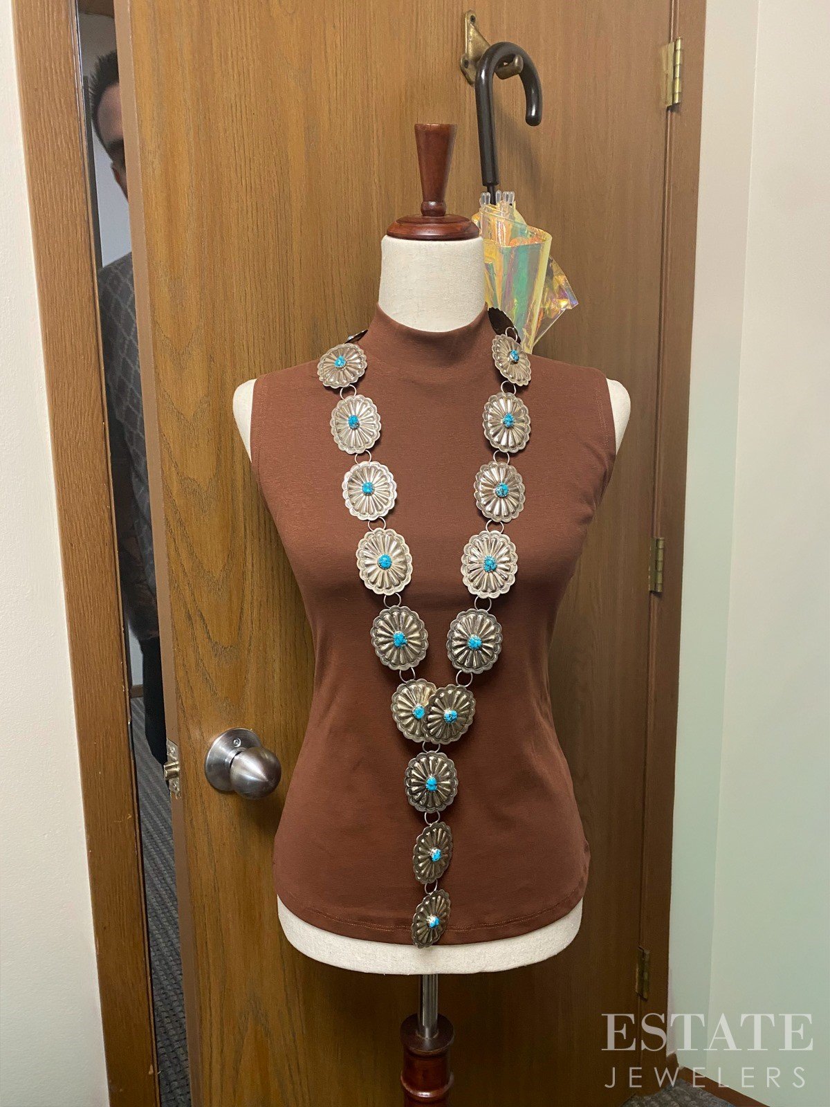 Vintage Sterling Zuni Suzie Calavaza Concho Turquoise Jewelry Set p21642