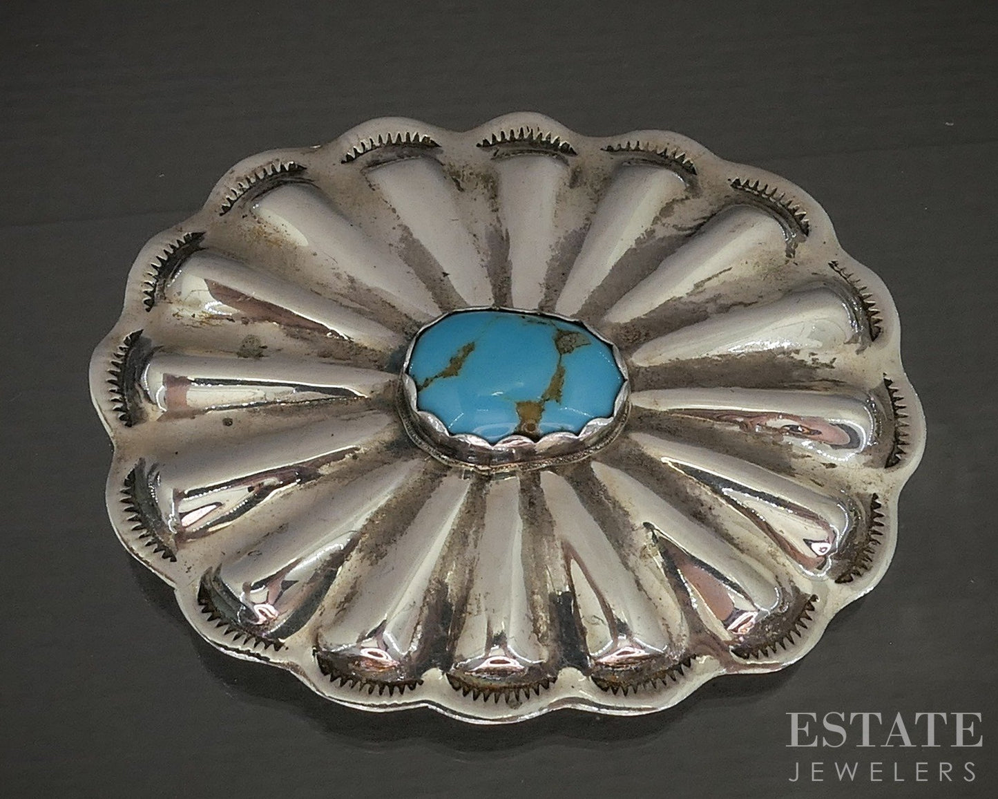 Vintage Sterling Zuni Suzie Calavaza Concho Turquoise Jewelry Set p21642