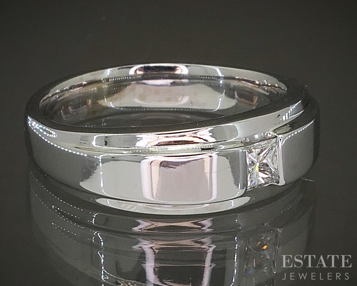 14k White Gold Princess Natural .25ct Diamond Mens Band Ring 10.4g p22422b