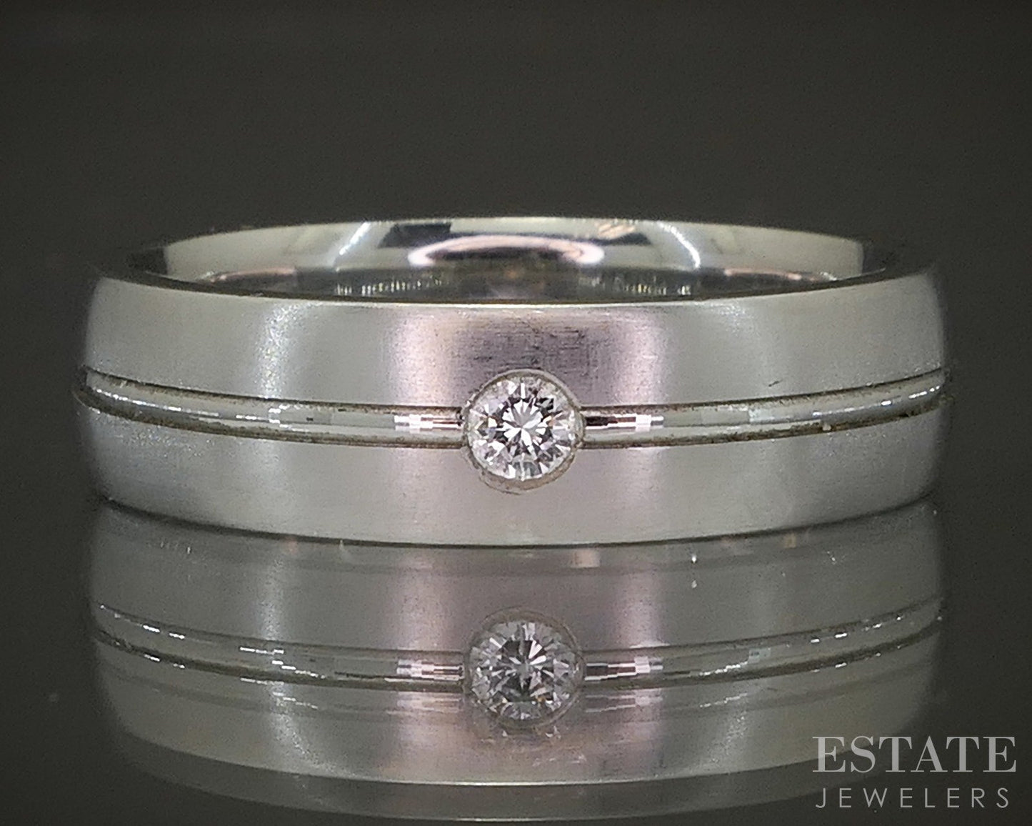 Platinum Round Natural .07ct Diamond Mens Band Ring 14.4g p22144b