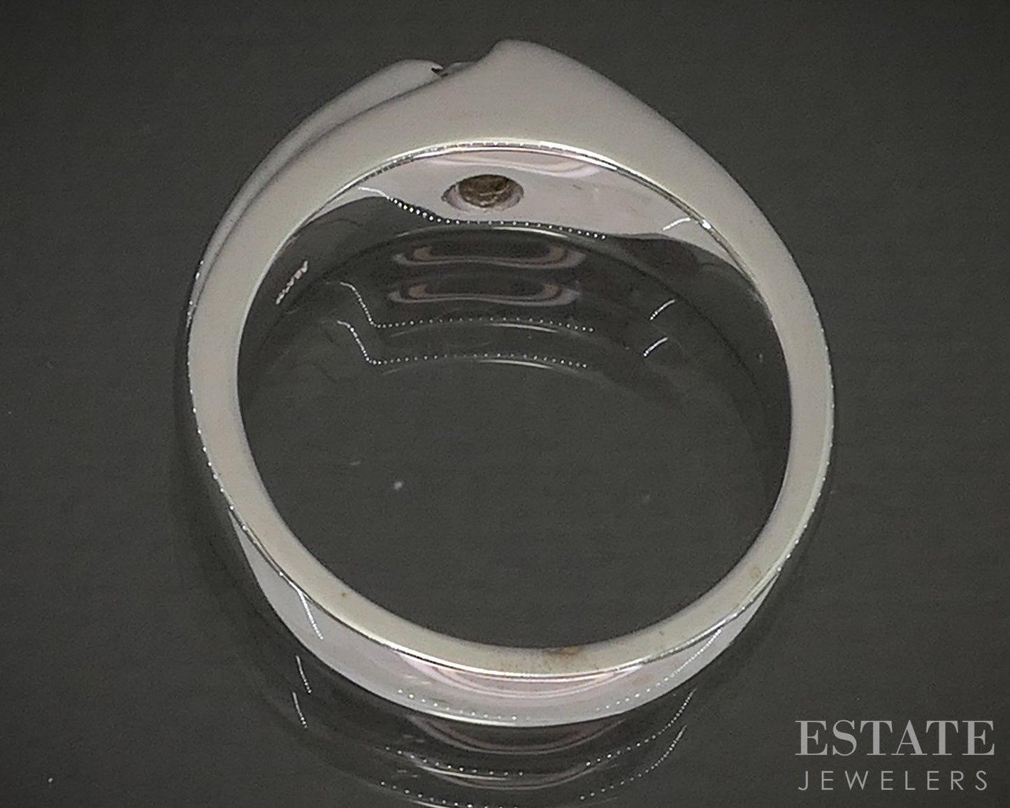 14k White Gold Round Natural .32ct Diamond Mens Band Ring 12.5g p22423b