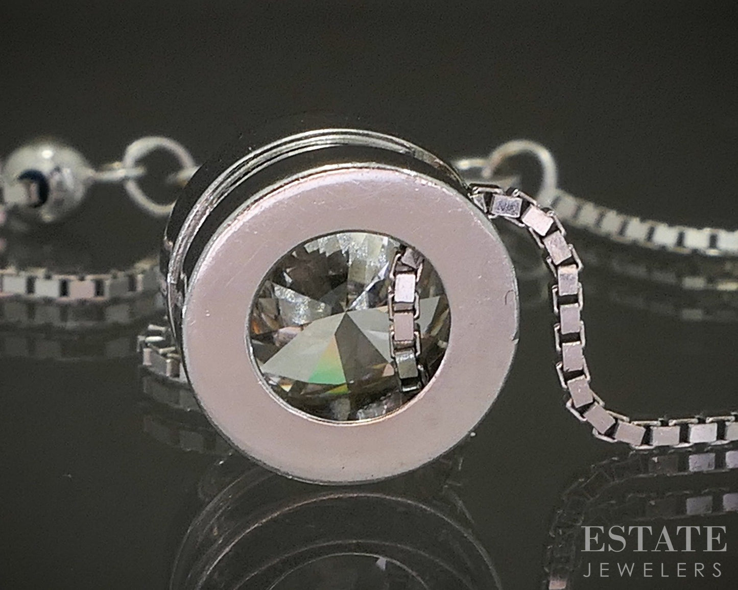 14k White Gold Round Lab Created 2.00ct Diamond Solitaire Necklace 22"L p21823b