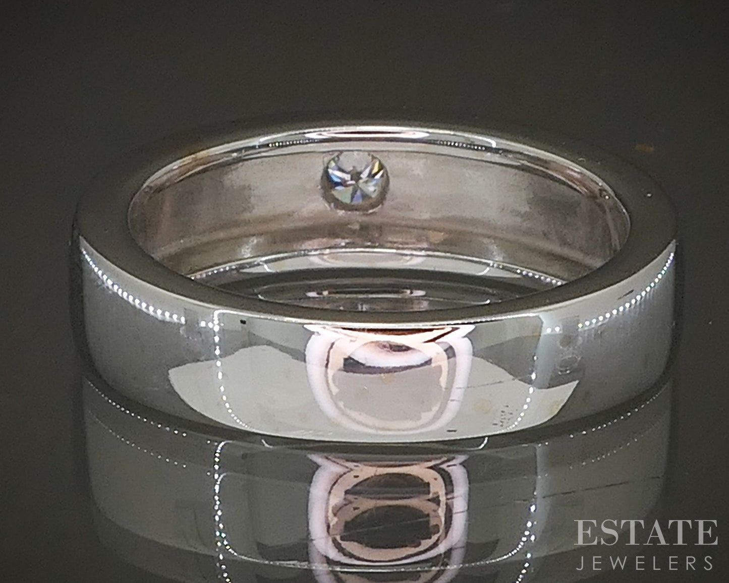 14k White Gold Round Natural .17ct Diamond Mens Band Ring 12.3g p22421b