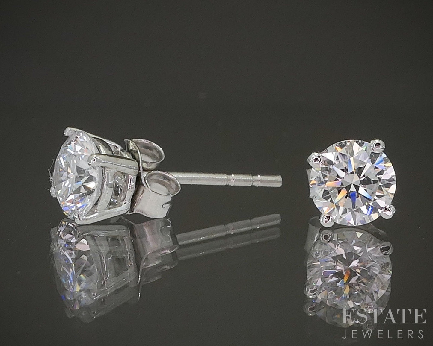 14k White Gold Round Lab Created .85ctw Diamond Stud Earrings p22302b