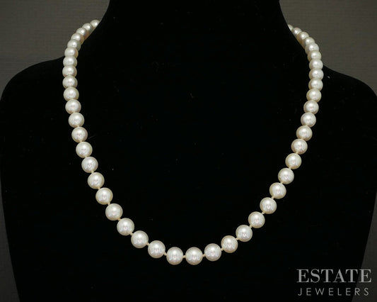 14k Yellow Gold 7mm Freshwater Pearl Ladies Necklace 18"L p21835b