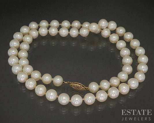 14k Yellow Gold 7mm Freshwater Pearl Ladies Necklace 18"L p21835b