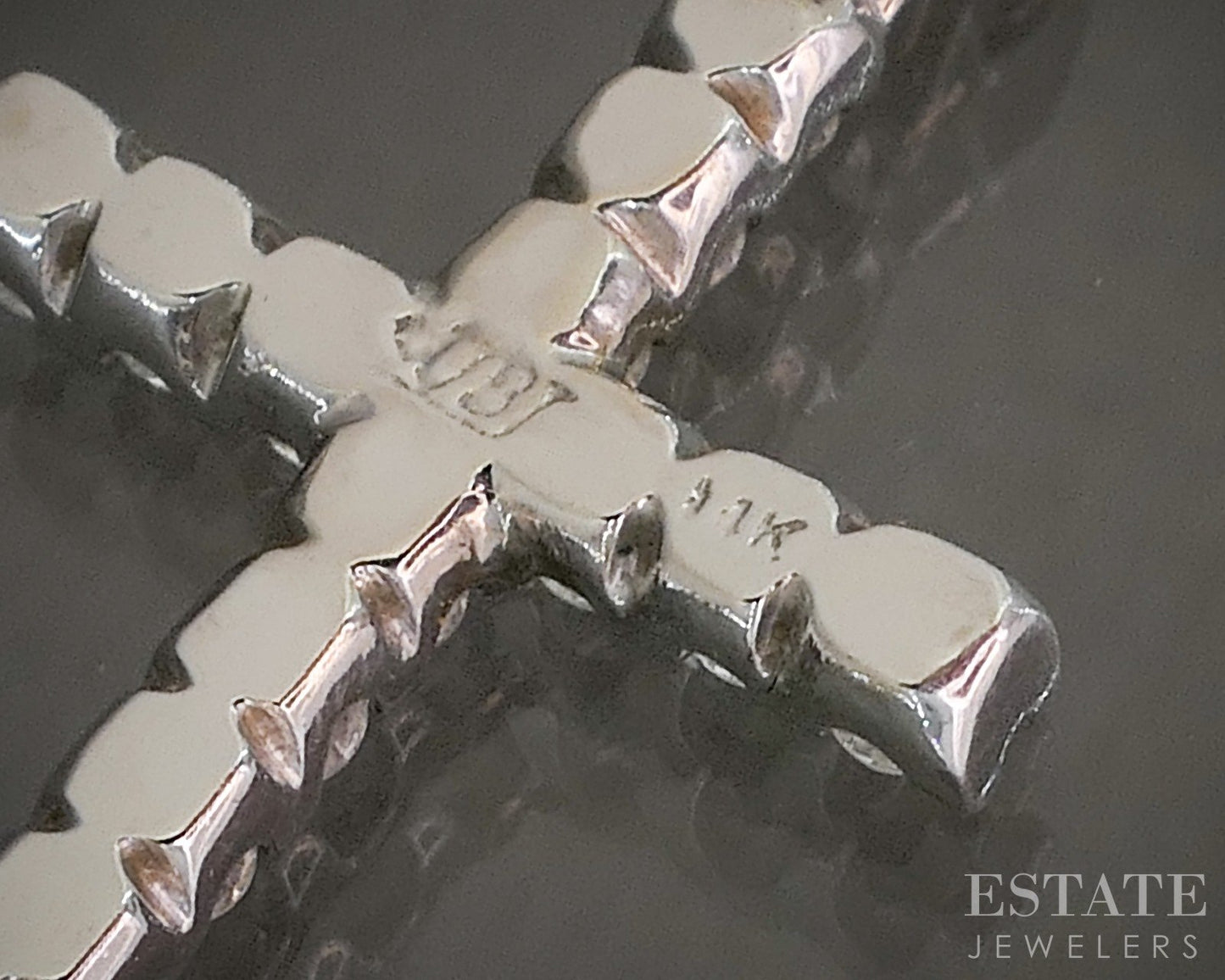 14k White Gold Natural .35ctw Diamond Cross Ladies Necklace 3.6g 18"L p20559b