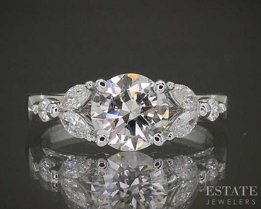 14k White Gold "Catherine" Round Natural 1.20ct Diamond Engagement Ring p25707