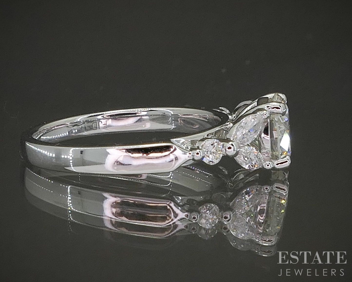 14k White Gold "Catherine" Round Natural 1.20ct Diamond Engagement Ring p25707