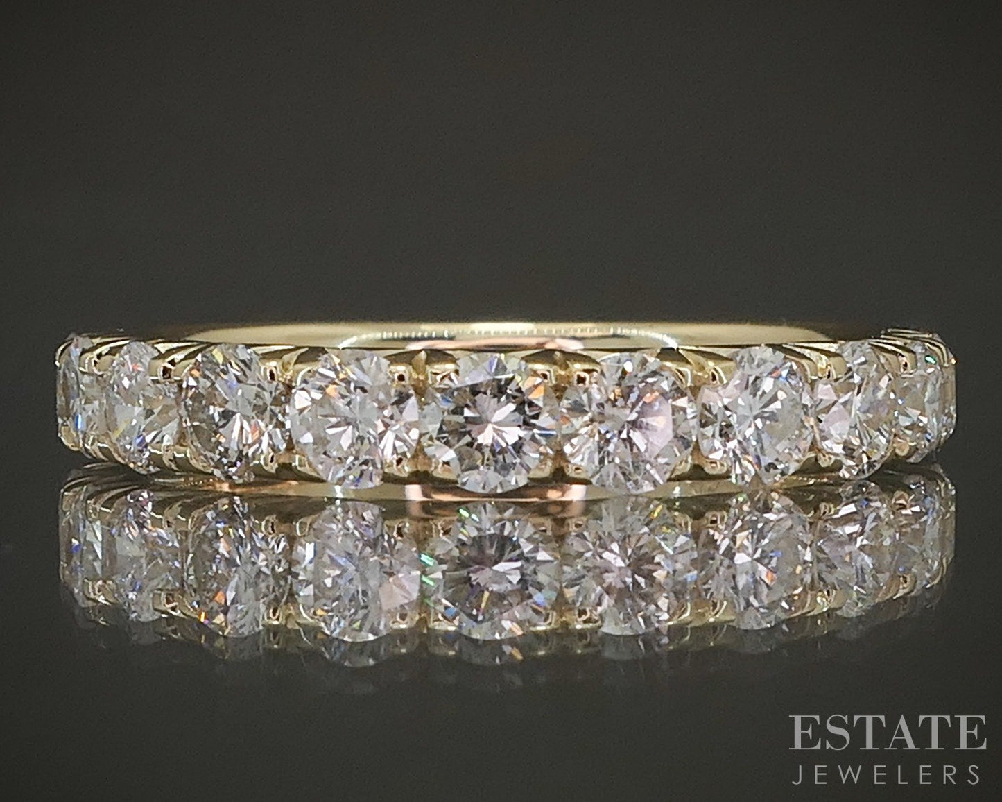 14k Yellow Gold Round Natural 1.14ctw Diamond Ladies Wedding Band 3g p25706