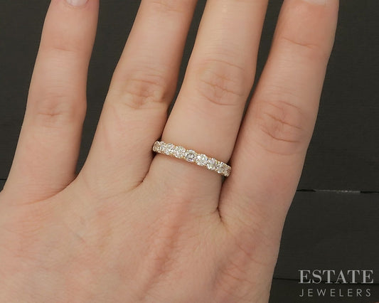 14k Yellow Gold Round Natural 1.14ctw Diamond Ladies Wedding Band 3g p25706