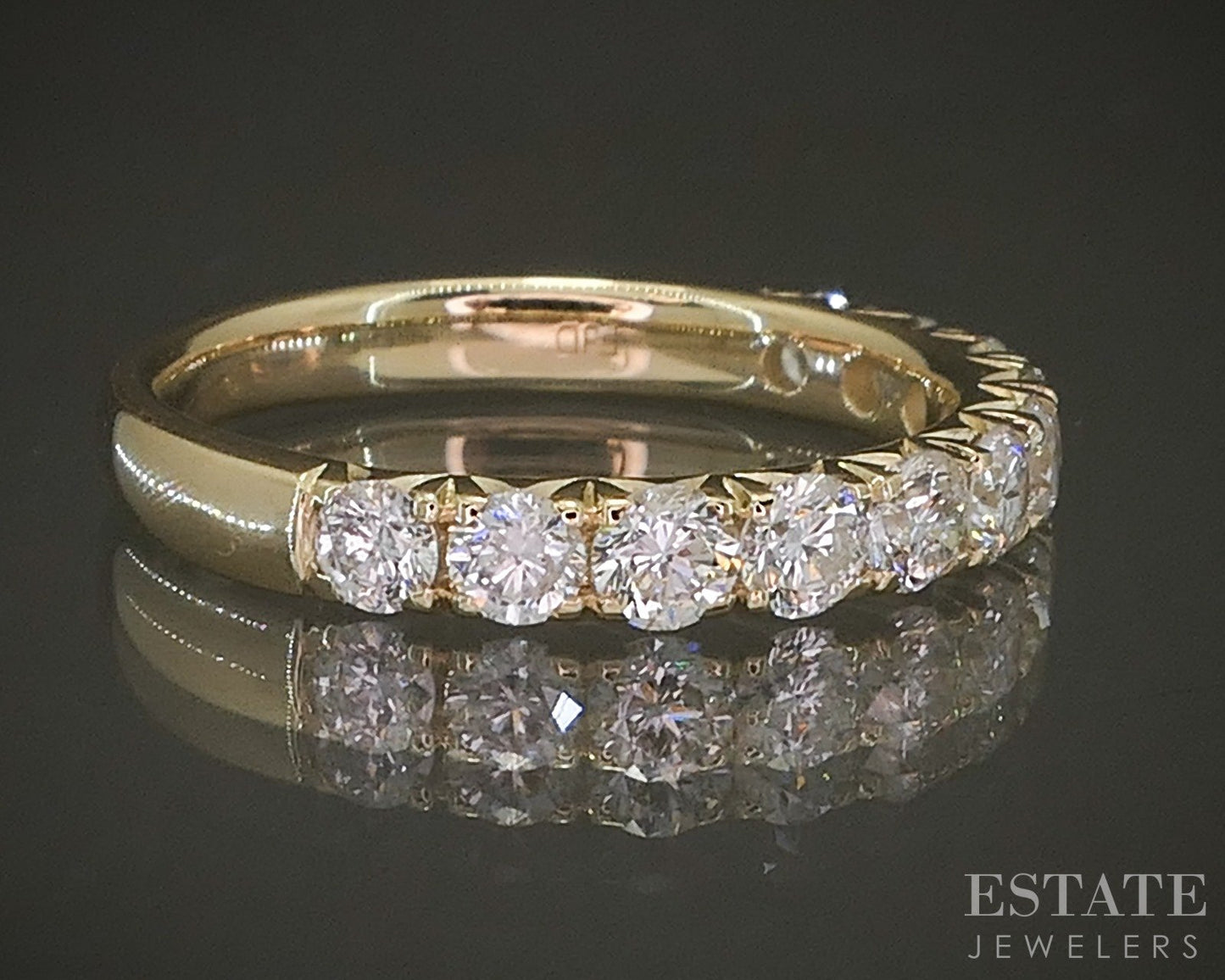 14k Yellow Gold Round Natural 1.14ctw Diamond Ladies Wedding Band 3g p25706