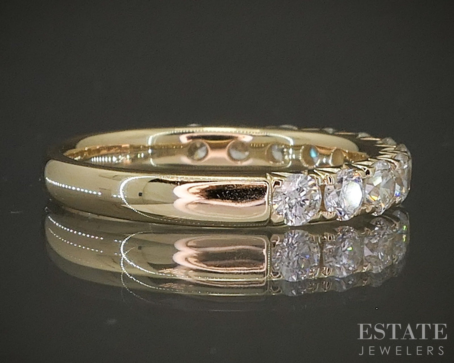 14k Yellow Gold Round Natural 1.14ctw Diamond Ladies Wedding Band 3g p25706