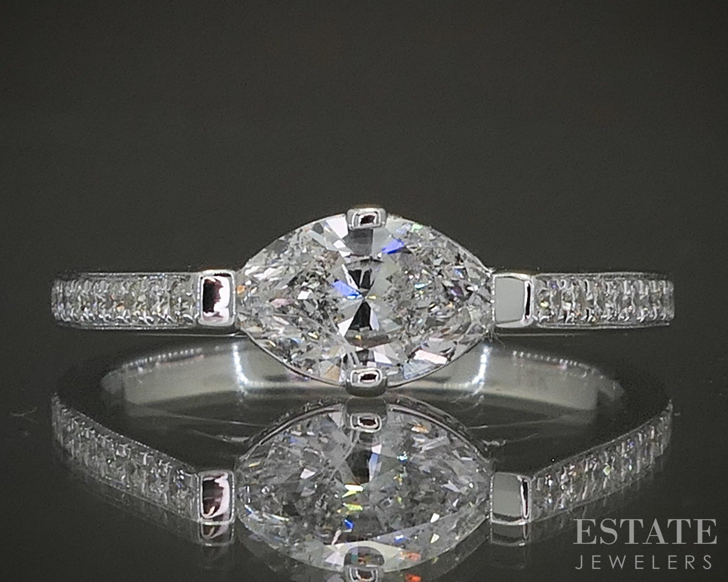 Estate Jewelers "Josephine" 14k White Gold .95ctw Diamond Engagement Ring p25705