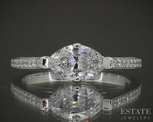 Estate Jewelers "Josephine" 14k White Gold .95ctw Diamond Engagement Ring p25705