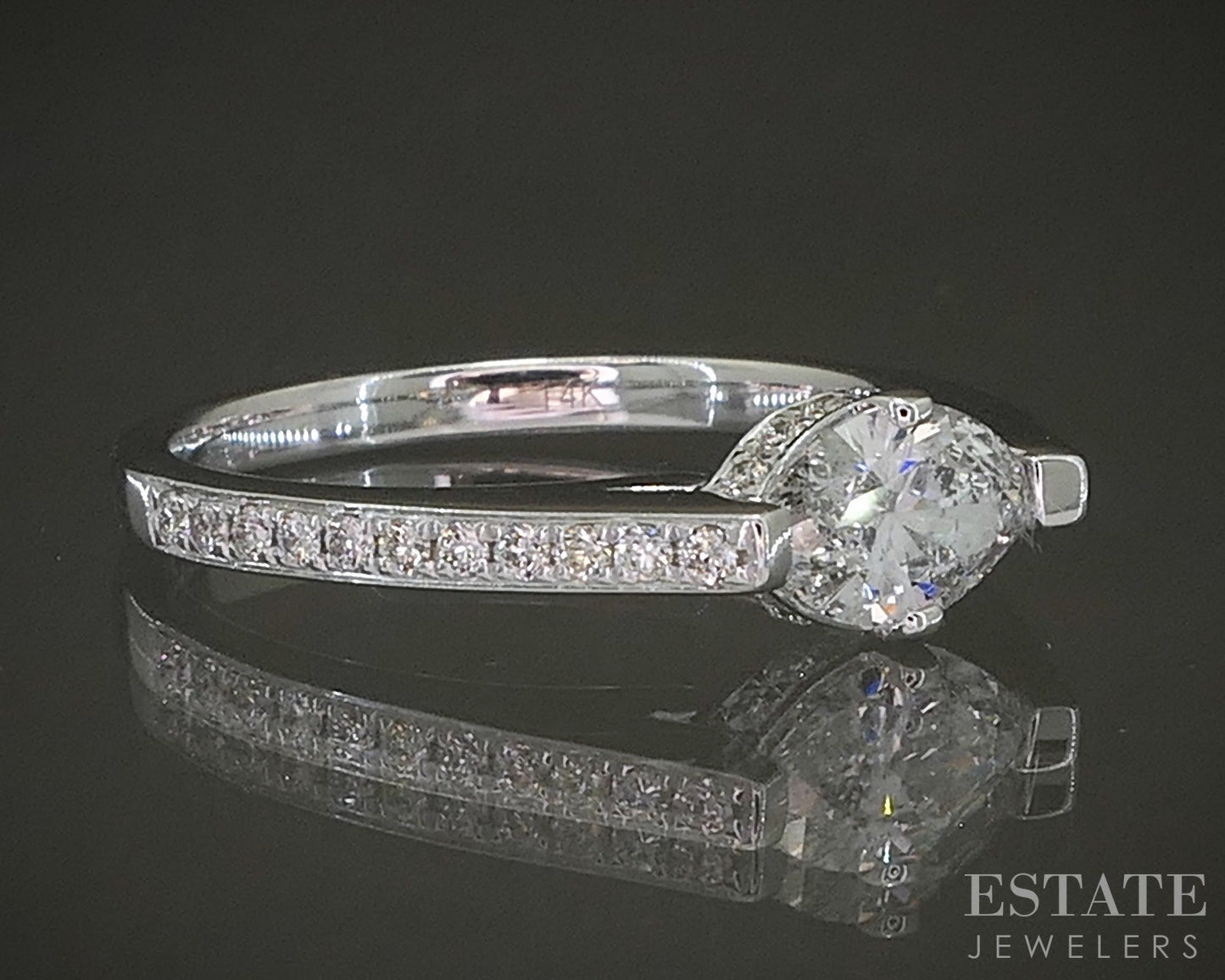 Estate Jewelers "Josephine" 14k White Gold .95ctw Diamond Engagement Ring p25705