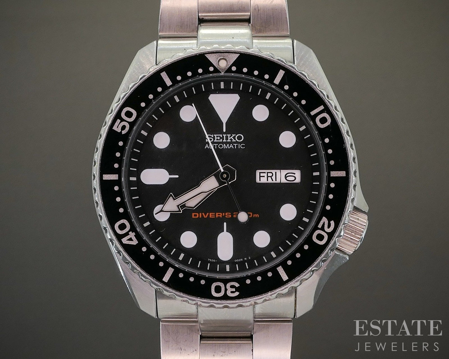 Seiko SKX007 Black Boy Scuba Divers 7S25-0020 Stainless Mens Watch p20132